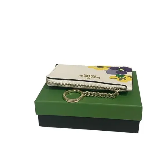 Kate Spade Darcy Wild Petal Medium L-Zip Card Holder Key Ring Floral - Picture 5 of 5